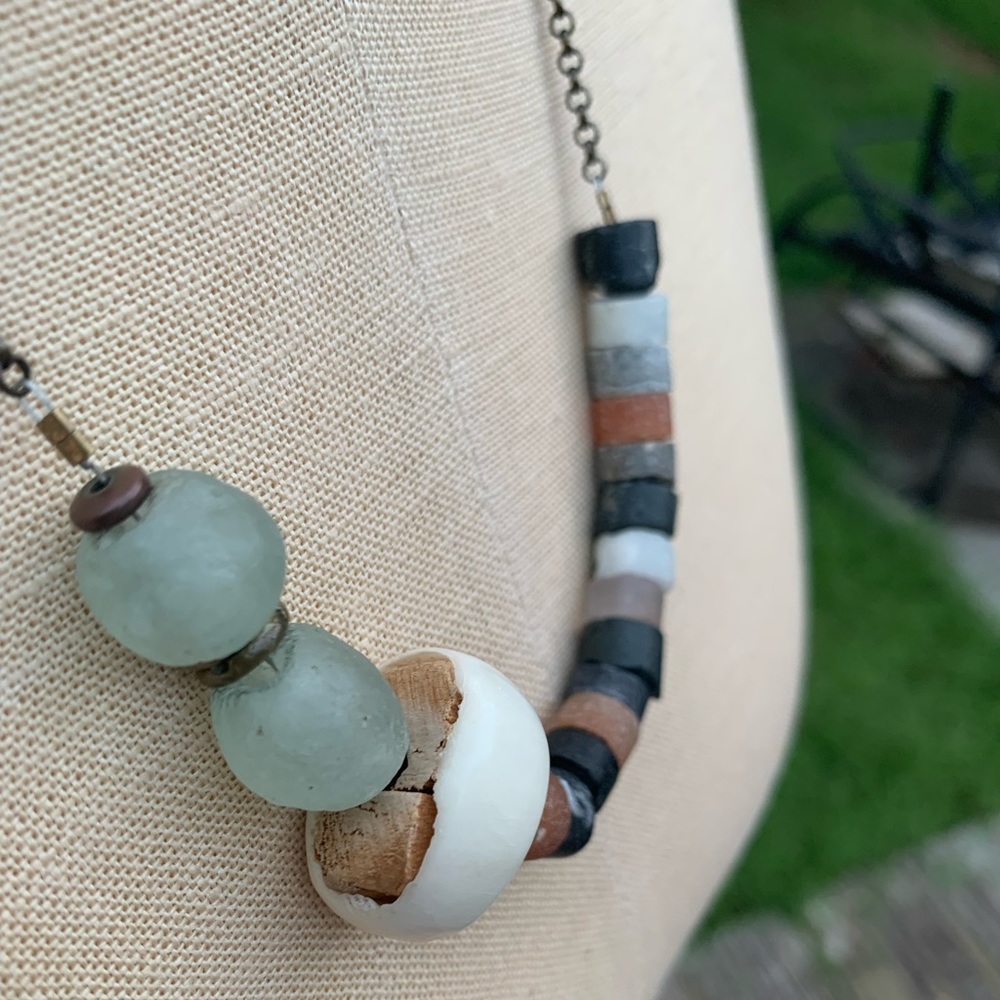 Artisan Stone/Bone/Glass Necklace - Picture 6 of 10